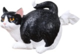 WHAT ON EARTH Cat Butt Tissue Holder - Black & White Tuxedo - Fits Standard Square Tissue Box-Resin