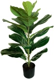 Besamenature Little Artificial Fiddle Leaf Fig Tree / Faux Ficus Lyrata for Home Office Decoration