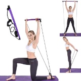 Portable Pilates Bar Kit with Exercise Resistance Band| Exercises, Home Gym,Body-Building,Yoga