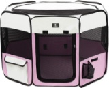 X-Zone Pet Portable Foldable Pet Dog Cat Playpen Crates Kennel (Pink)