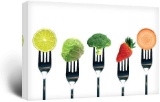 Wall26 - Canvas Wall Art - Fruits and Vegetables on Forks - 16x24 Inches (B07CN53FCC) $32.99 MSRP