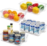 Vtopmart 4 Pack Large Clear Plastic Food Storage Bin with Handle for Freezer, 12.5