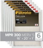 Filtrate 16x20x1, AC Furnace Air Filter, MPR 300, Clean Living Basic Dust, 6-Pack $33.00 MSRP