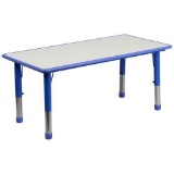 Height Adjustable Rectangular Blue Plastic Activity Table
