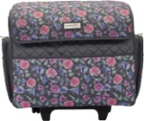 Everything Mary Deluxe Quilted Pink and Grey Floral Rolling Sewing Machine Tote
