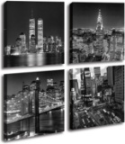 New York City Canvas Wall Art Print Black and White Brooklyn Bridge 12x12 Inch $26.89 MSRP