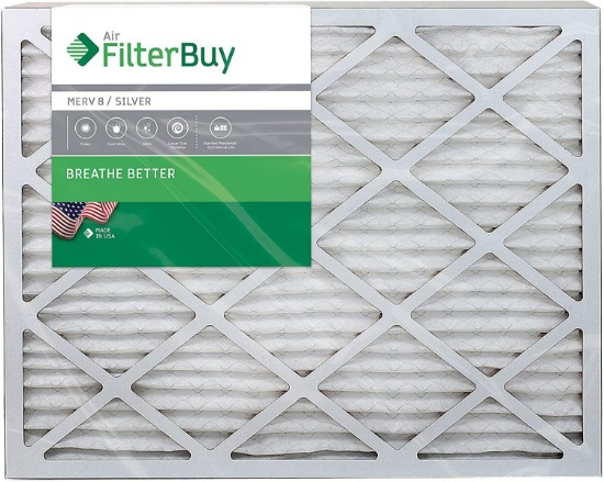 AFB Silver MERV 8 20x24x1 Pleated AC Furnance Air Filter Pack 0f 4