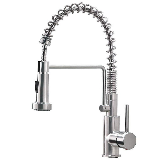 Friho Lead-Free Commercial Brushed Nickel Stainless Steel Single Handle Single Lever Pull Out