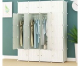 MEGAFUTURE Wood Pattern Portable Wardrobe Closet for Hanging Clothes, Combination Armoire, Modular