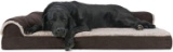 Furhaven Pet - Plush Orthopedic Sofa, L-Shaped Chaise Couch,Jumbo, Two-Tone Espresso - $54.99 MSRP