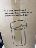 13 Gallon Semi-Round Automatic Sensor Touchless Stainless Steel Trash Can
