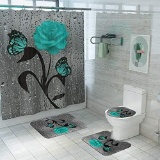 Bathroom Rugs and Shower Curtain Set
