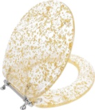 Ginsey Standard Resin Toilet Seat with Chrome Hinges, Gold Foil (59603) - $49.99 MSRP