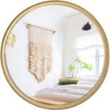 RiteSune Round Gold Wall Mirror 14Inch for Bathroom Entry Dining Room Living Room Wall Decor(Medium)