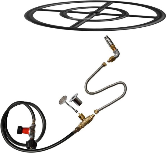 24" LP Fire Pit Burner Ring Installation Kit Black Steel $199.99 MSRP