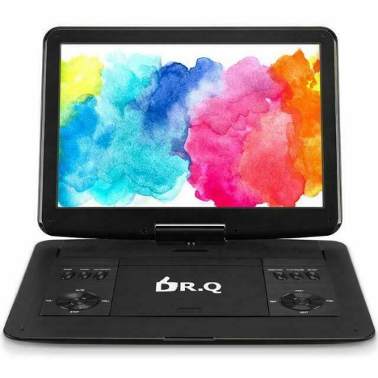 Portable DVD Player with Large HD Screen, 6 Hours Rechargeable Battery, Support USB/SD Card/Sync