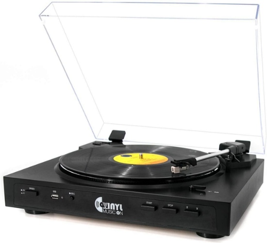 Vinyl Music Fully Automatic USB Belt-Drive Stereo Turntable, Vinyl Record Player with Moving Magnet