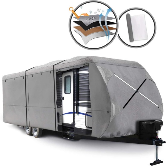 Xgear 2019 Upgraded Thick 3-Ply Top Panel Travel Trailer Cover- Ripstop Waterproof RVs $265.99 MSRP