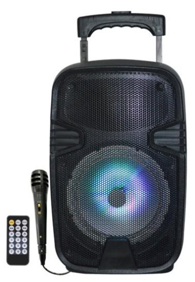 Max Power 8" LED PA Trolley Speaker with Built-In Rechargeable Battery