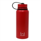 Wellness Powder Coated Double-Wall Stainless Steel Bottle, Red