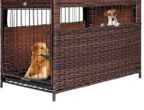 DEStar Heavy Duty PE Rattan Wicker Pet Dog Cage Crate