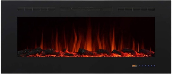 Valuxhome Electric Fireplace, 50 Inches Fireplace (Black)