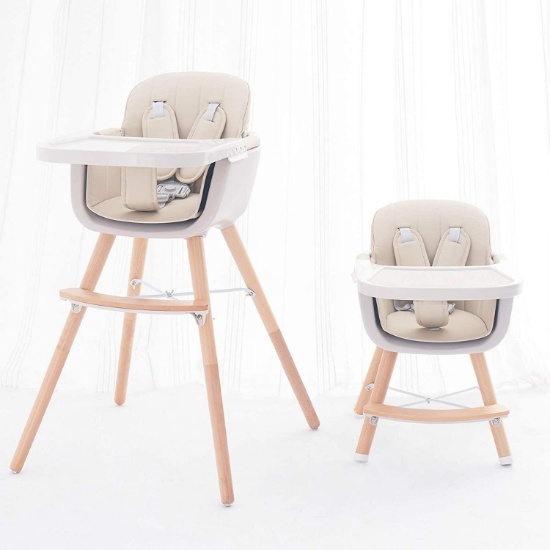 FUNNY SUPPLY 3-in-1 Convertible Wooden High Chair with Removable Tray $129.99 MSRP