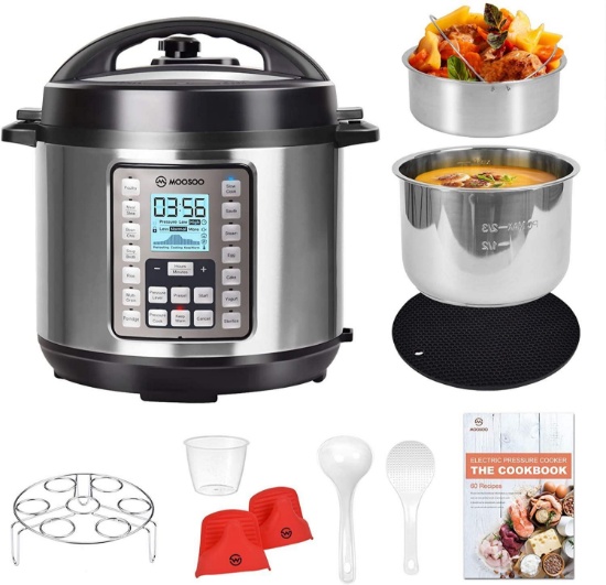 Moosoo 9-in-1 Electric Pressure Cooker with LCD, 6QT Instant Programmable Pressure Pot $119.99 MSRP