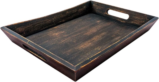 EZDC Extra Large Ottoman Tray, Coffee Table Tray, Wooden Dark Brown for Drinks and Food $42.99 MSRP