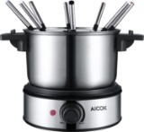Aicok Electric Fondue Pot Set Stainless Steel Fondue Maker Cheese Melting Pot Cooker Chocolate Maker
