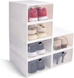 HAYOSNFO Shoe Storage Boxes, Clear Plastic Stackable Storage Bins, Shoe Container Organizer