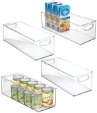 mDesign Plastic Kitchen Pantry, Cabinet, Refrigerator Food Organizing Bin Basket w/Handles - 4 Pack