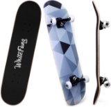 WhiteFang Skateboards for Beginners, Complete Skateboard 31 x 7.88, 7 Layer Canadian Maple Double