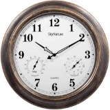 Large Outdoor Clocks with Thermometer and Hygrometer, Silent Battery Operated Metal Clock, Decorativ