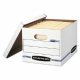 Bankers Storage Box , Lift-off Lid, White/Blue, 12 count (FEL00703)