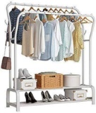 UDEAR Garment Rack Freestanding Hanger Double Rods Multi-Functional Bedroom Clothing Rack