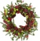 VGIA 20 Inch Christmas Wreath Winter Wreath for Front Door Christmas Decorations Wood Leaves Wreath