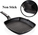 Griddle Aluminum Nonstick Stove Top Square Grill Pan,Chef Quality Perfect for Meats Steaks Fish