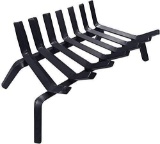 Amagabeli Black Wrought Iron Fireplace Log Grate 21 inch Wide Heavy Duty Solid Steel, $58.99