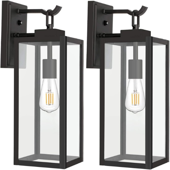 Hykolity Outdoor Wall Lantern With Dusk To Dawn Photocell, Matte Black Wall Light- $84.99 MSRP