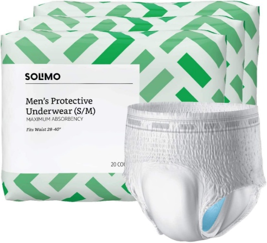 Solimo Incontinence Underwear ; Depend Incontinence Guards for Men; Depend Protection with Tabs Max