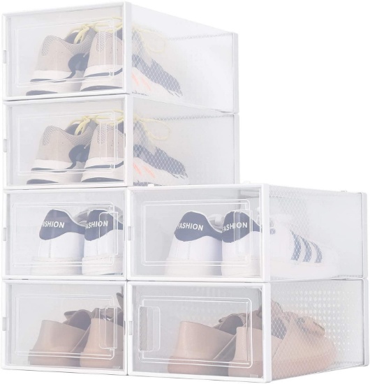 Amzdeal Stackable Shoe Storage Box, 6 Pack