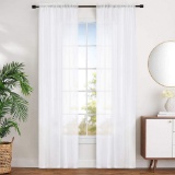 MYSTIC-HOME Sheer Curtains White 95 Inches Long