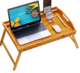 Pipishell Bamboo Bed Tray Table, Large Breakfast Tray - 21x13.9 Inch with Folding Legs (PIFBT02)