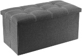 Youdenova 30 inches Storage Ottoman Bench, Foldable Footrest Shoe Bench (Color: Grey) - $39.99 MSRP