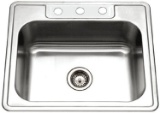 Houzer 2522-8BS3-1 Glowtone Series Stainless Steel 3-hole Single Bowl, 8-Inch Deep $89.99 MSRP