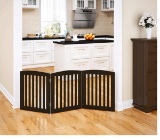 PAWLAND Wooden Freestanding Foldable Pet Gate for Dogs, 24 inch 3 Panel Step Over Fence, Dog Gate