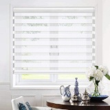 Keego Zebra Blinds White Dual Layer Roller Shades Modern Light Filtering Sheer Or- $40.90 MSRP