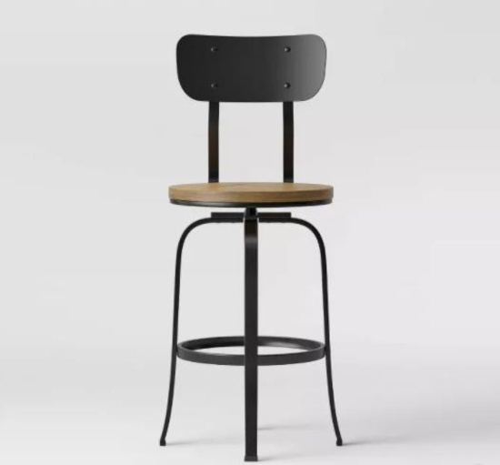 Threshold Dakota Adjustable Wood Seat Barstool