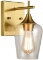 CLAXY Bath Wall Sconces Gold 1-Light Clear Glass Vanity Lamp Modern Bedroom Bathroom Corridor Wall